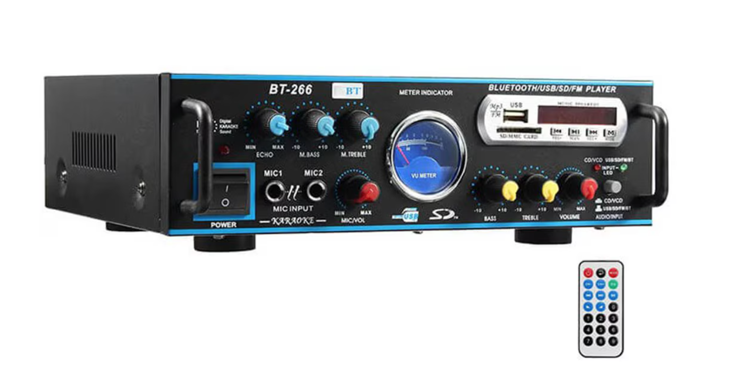 Amplificator profesional tip statie BT 266 cu Bluetooth MP3 Player si Radio FM 2 x 80W