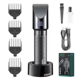 Aparat de tuns fara fir VGR V698 4 distantiere afisaj LED cu suport incarcare USB