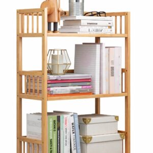 Biblioteca sufragerie raft carti din lemn de bambus 3 Rafturi 60 x 25 x 78cm