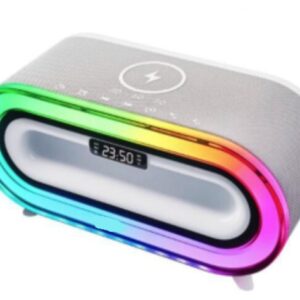 Boxa portabila MD S306 cu incarcare wireless LED RGB ceas si alarma