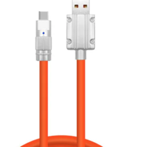 Cablu de date USB cu USB C 120W 6A 1m Portocaliu capete Metalice TYPE C