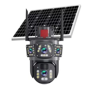 Camera de Supraveghere 4G Panoramica cu panou solar doua Lentile Full HD PTZ Zoom 10X Night Vision