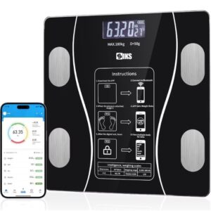 Cantar corporal cu Ecran digital Iluminat cu Aplicatie Android/iOs 180 Kg Max NEGRU