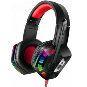 Casti gaming Q E6 Over Ear cu iluminare RGB negre