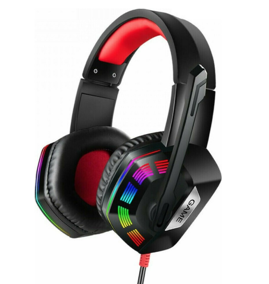 Casti gaming Q E6 Over Ear cu iluminare RGB negre