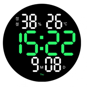 Ceas de perete electronic RD A329 afisaj VERDE temperatura umiditate data