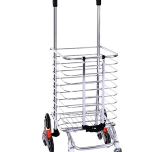 Cos de cumparaturi pliabil cu 4 roti argintiu