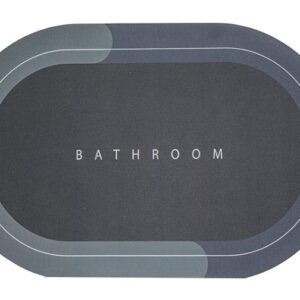 Covor de Baie GRI Antiderapant si Absorbant Model Bathroom Oval 58 x 78 cm
