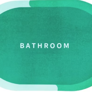 Covoras oval pentru baie model Bathroom absorbant si antiderapant verde 58x40cm