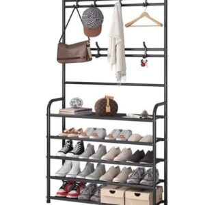 Cuier haine cu suport pantofi 5 rafturi 80 X 29.5 X 172 cm