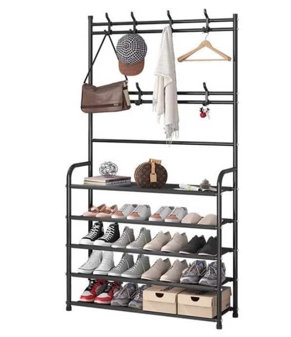 Cuier haine cu suport pantofi 5 rafturi 80 X 29.5 X 172 cm