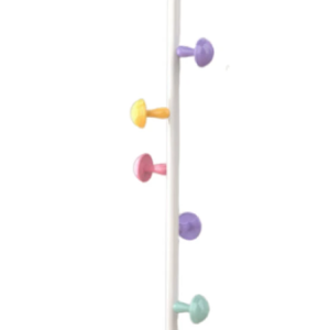 Cuier pentru haine 7 carlige in forma de ciuperca otel carbon 167 x 30 cm ALB