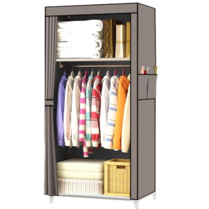 Dulap HAINE Textil 2 Rafturi 56x 44 x 146cm GRI si Depozitare Laterala