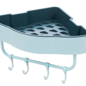 Etajera de colt pentru baie bucatarie cu ventuze sau lipici albastru