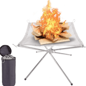 Gratar pliabil pentru camping cu plasa din otel inoxidabil