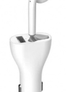 Incarcator auto cu casca wireless inclusa conectare bluetooth Alb