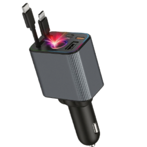 Incarcator auto multifunctional 4 in 1 ZTB A26 cabluri retractabile si iluminare LED