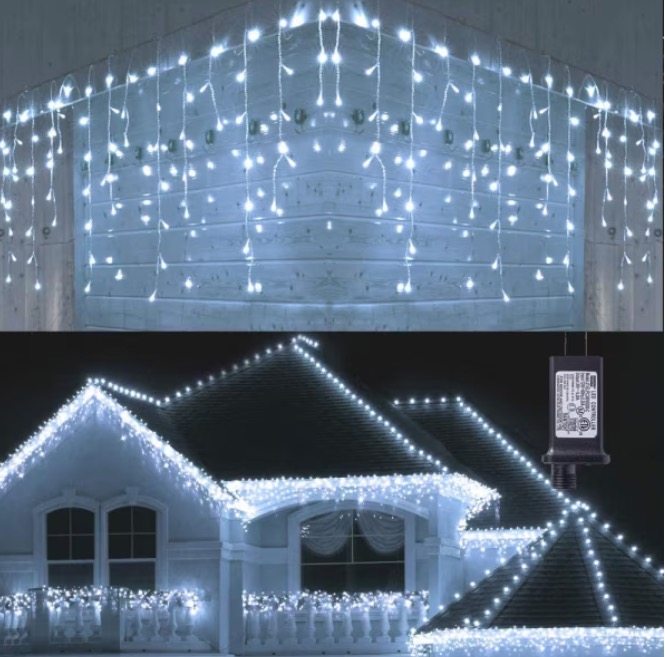 UB Instalatie 12 metri ALB RECE 300 LED tip turturi franjuri