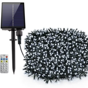 Instalatie solara 1000 LED de 100 metri cu telecomanda pentru exterior ALB RECE HS
