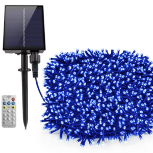Instalatie solara 1000 LED de 100 metri cu telecomanda pentru exterior ALBASTRA HS