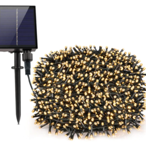 Instalatie solara 500 LED de 50 metri cu telecomanda pentru exterior ALB CALD HS