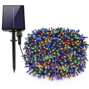 Instalatie solara 500 LED de 50 metri cu telecomanda pentru exterior MULTICOLOR HS