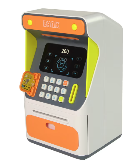 Jucarie interactiva bancomat ATM senzor de recunoastere faciala si PIN