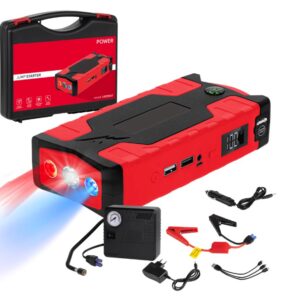 Jump starter power bank cu cabluri de pornire si compresor 10.000 mAh cutie de transport