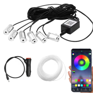 Kit 4 Benzi LED Lumini Ambientale auto RGB Control din Aplicatie Telefon