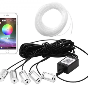 Kit 5 Benzi LED Lumini Ambientale auto RGB Control din Aplicatie Telefon 6 Metrii