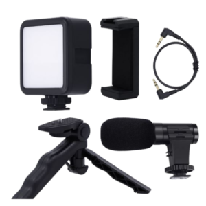 Kit de vlogging cu trepied LED video și suport pentru telefon Q ZJ09