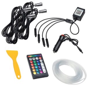Kit iluminare auto cu 5 benzi fibra optica RGB cu aplicatie bluetooth