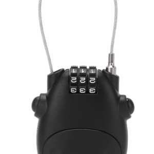 Lacat PREMIUM cu cablu retractabil si cifru Negru