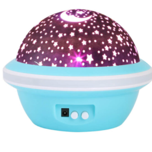 Lampa de veghe rotativa cu proiectie de stele si luna model planeta ALBASTRA