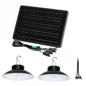 Lampa impermeabila pentru exterior CC9015 cu 2 becuri tip aplice si panou solar