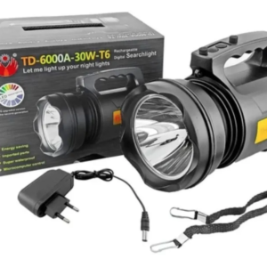 Lanterna Profesionala cu LED TD 6000A T6 de 30 W Acumulator Integrat Negru