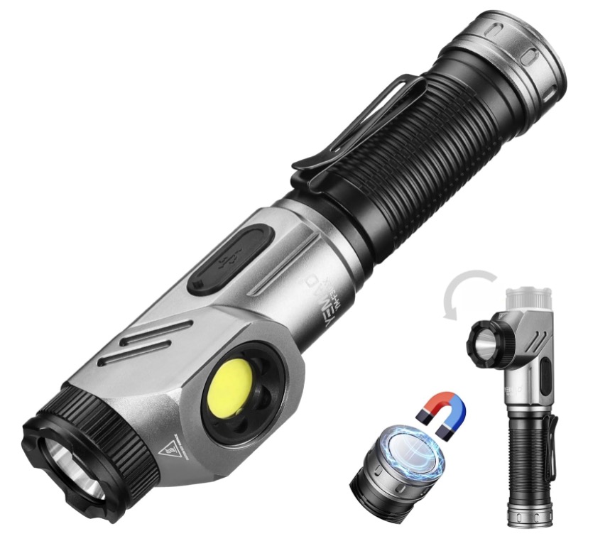 Lanterna tactica de mana YM F303 cu 2 surse de lumina si baza magnetica