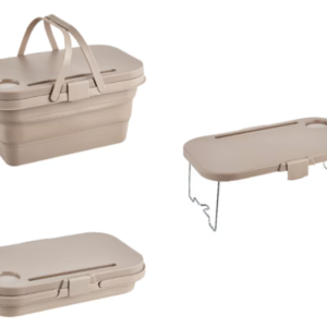 Lighean pliabil 2 in 1 cu masuta picnic 8L BEJ