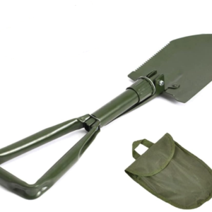 Lopata militara pliabila pentru camping verde cu husa