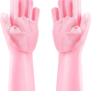 Manusi profesionale din silicon cu perii pentru spalat vasele