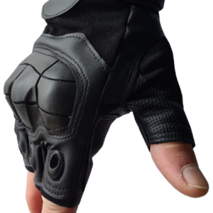 Manusi tactice militare fara degete masura L din vinil cu protectie cauciuc Negru