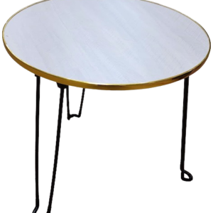 Masa Mica Rotunda Alb Auriu cu piciore Metalica Negre