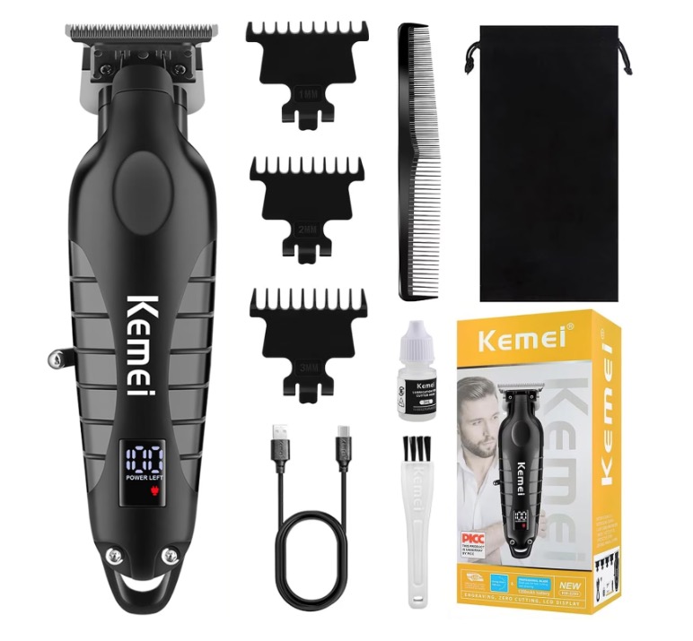 Masina de tuns Kemei KM 2293 trimmer profesional lama T LCD fara fir