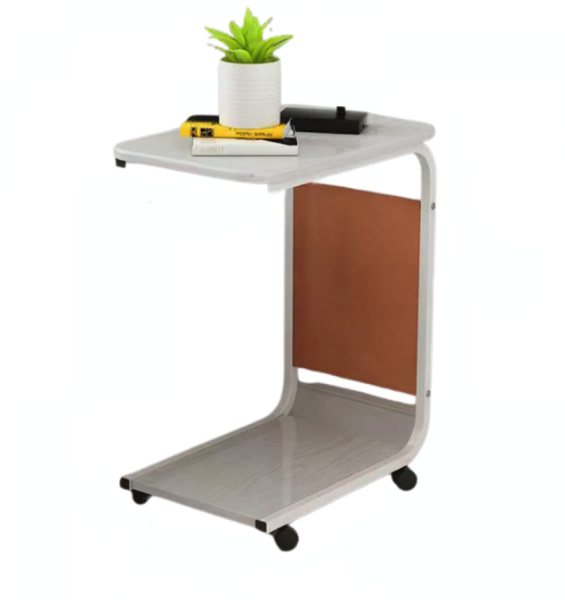 Masuta din otel carbon pentru cafea 4 roti 2 blaturi din lemn buzunar de depozitare ALBA