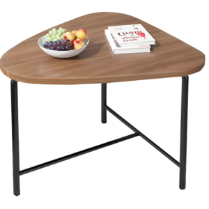 Masuta triunghiulara pentru cafea blat MDF cadru metalic 64 x 52 x 51 cm natur cu negru