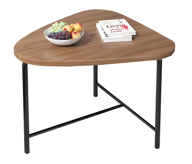 Masuta triunghiulara pentru cafea blat MDF cadru metalic 64 x 52 x 51 cm natur cu negru