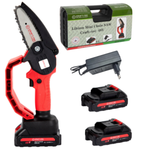 Mini Fierastrau lant 4'' CRAFT TEC 2 acumulatori 48W ROSU MX566