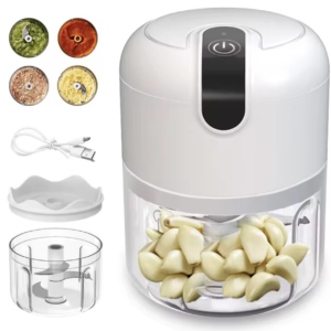 Mini tocator electric de bucatarie incarcare USB 250ml cu 3 lame Alb