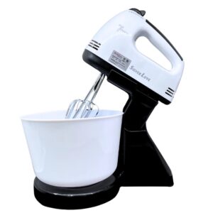 Mixer electric cu bol plastic MM 133B putere 300W cu 4 accesorii si 7 viteze