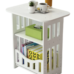 Noptiera alba decorativa din PVC 2 polite 45cm